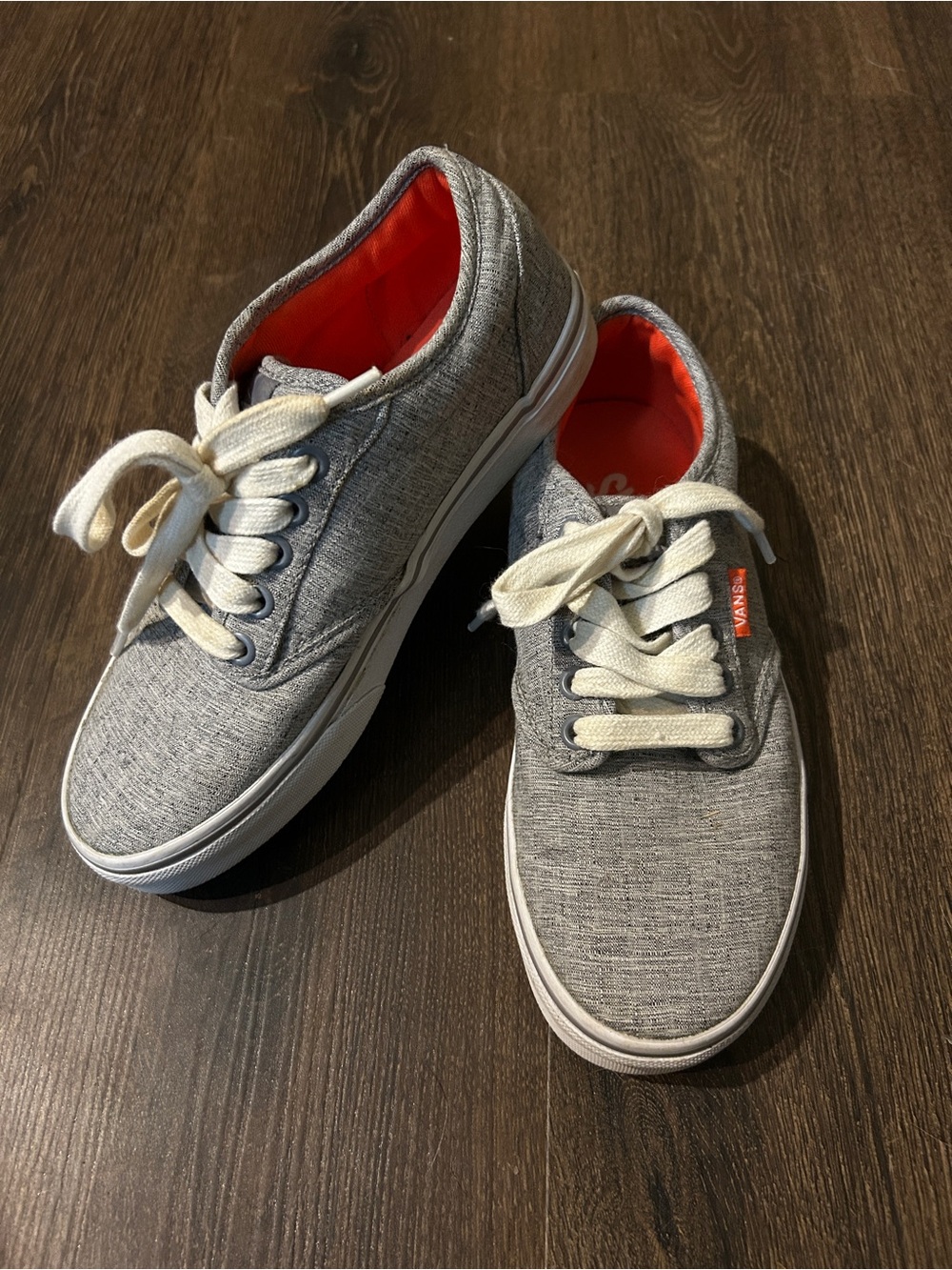Vans Women’s 6 Grey Canvas Low-Top Sneakers with Orange Lining